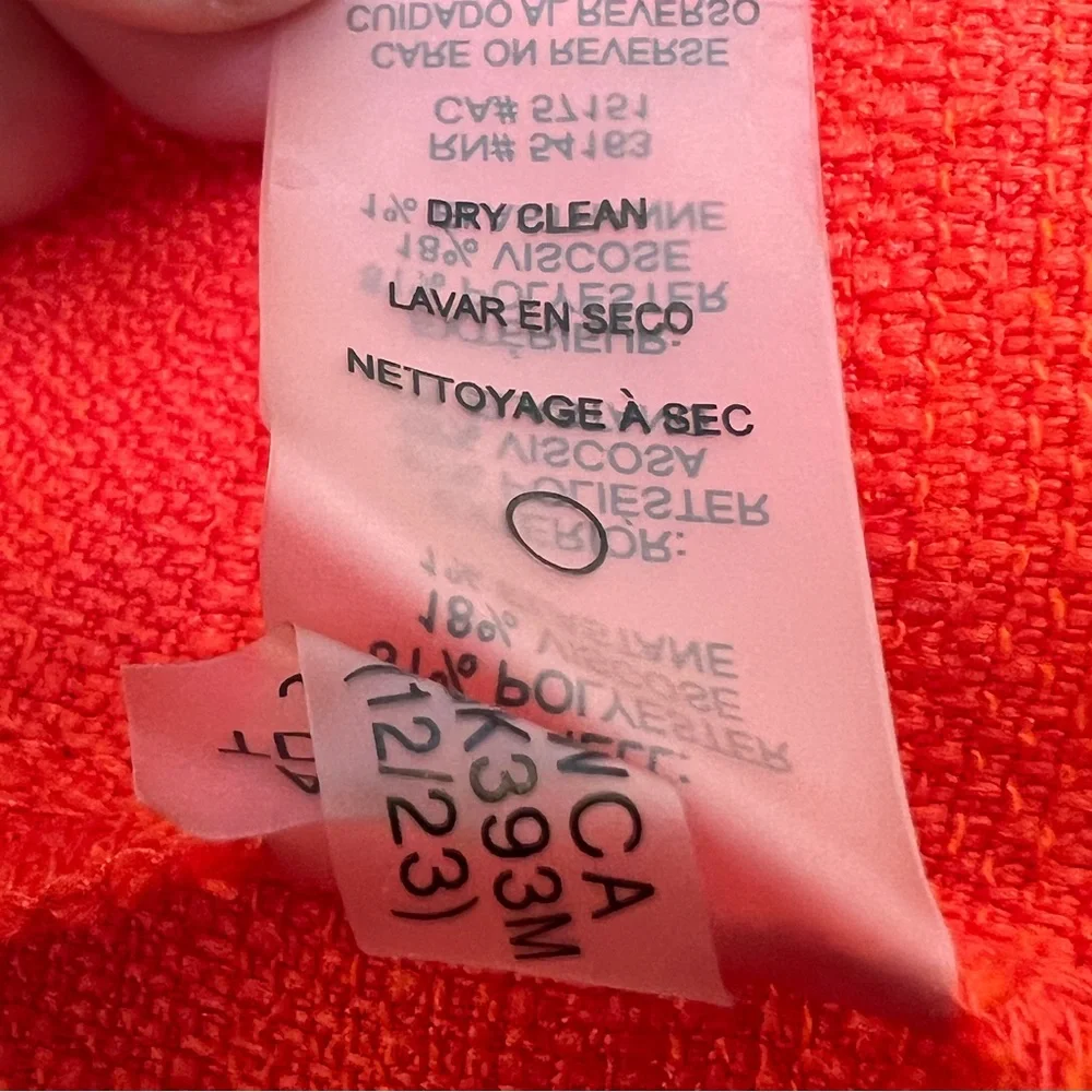 Tommy Hilfiger Orange Hopsack Shift Sleeveless Midi Dress Logo Buttons | Sz: 14 - Picture 9 of 10